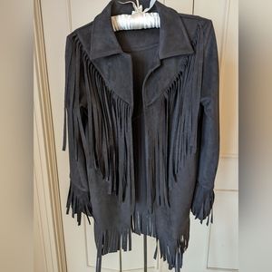 Black "stagecoach" jacket with fringe, never worn, size medium